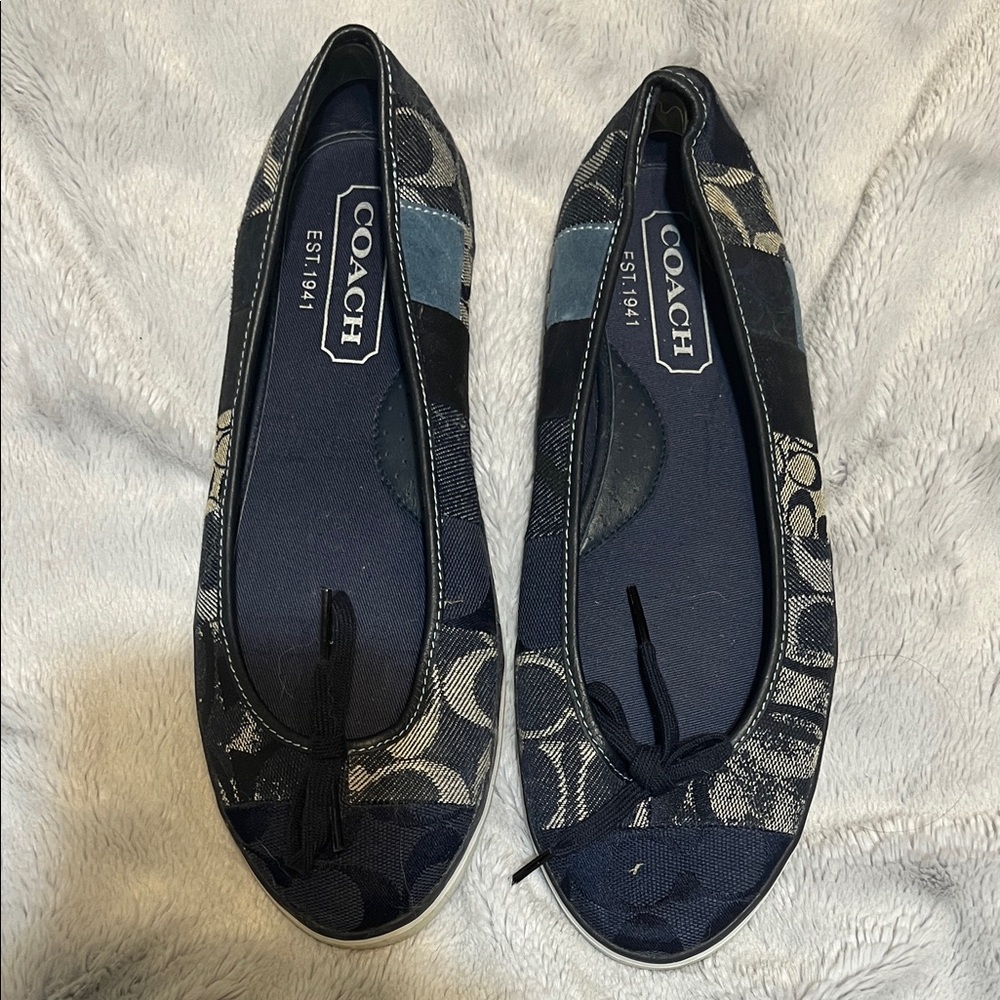 Coach Women's Navy Patterned Flats